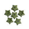 Picture of Acrylic Rubberized Spacer Beads (Half Drilled) Pentagram Star Grass Green Cabochon Settings (Fit 8mm x 8mm ) About 17mm x 16mm, Hole: Approx 3.5mm, 10 PCs