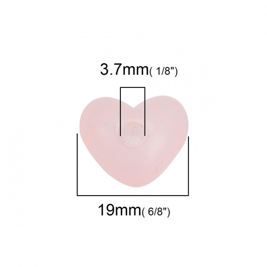 Immagine di Acrilato Separatori Perline (Mezzo Foro) Cuore Rosa Chiaro Basi per Cabochon (Adatto: 9mm x 7mm ) Circa 19mm x 16mm, Foro: Circa 3.5mm, 10 Pz