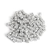 Picture of Acrylic Spacer Beads Cube Silver Message " P " About 6mm x 6mm, Hole: Approx 3.7mm, 200 PCs