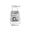 Picture of Acrylic Spacer Beads Cube Silver Message " P " About 6mm x 6mm, Hole: Approx 3.7mm, 200 PCs