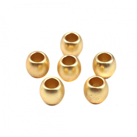 Picture of Zinc Based Alloy Spacer Beads Drum Matt Gold 7mm x 4mm, Hole: Approx 3.5mm, 10 PCs