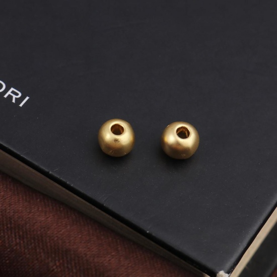 Picture of Zinc Based Alloy Spacer Beads Drum Matt Gold 7mm x 4mm, Hole: Approx 3.5mm, 10 PCs