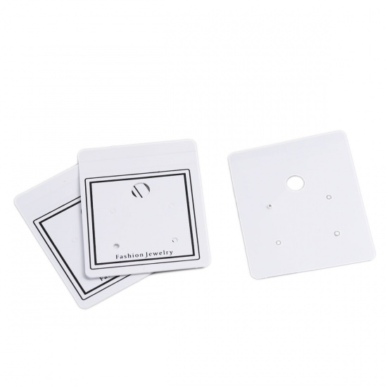 Bild von PVC Schmuck Ohrringe Display Karte Rechteck Schwarz & Weiß kann aufgehängt 5.5cm x 4.5cm, 10 Blätter