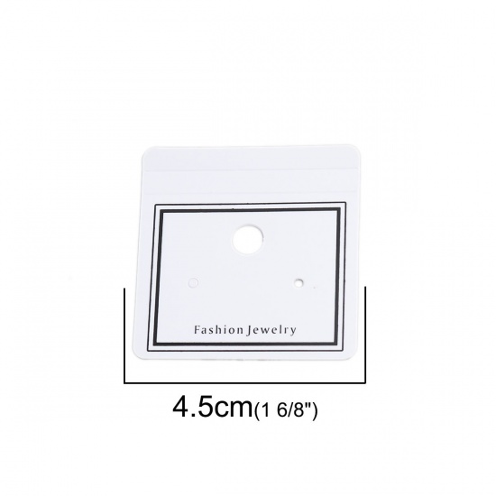 Image de Papier Carte Présentoir à Bijoux de Boucles d'Oreilles en PVC Rectangle Noir & Blanc Peut-être Accroché 4.5cm x 4.5cm, 10 Pièces