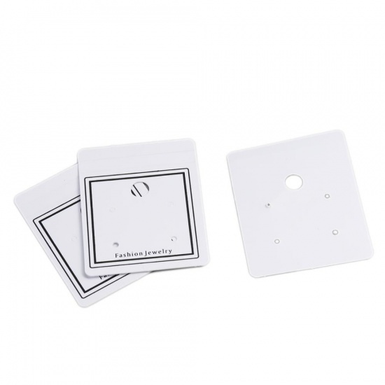 Bild von PVC Schmuck Ohrringe Display Karte Rechteck Schwarz & Weiß kann aufgehängt 4.5cm x 4.5cm, 10 Blätter