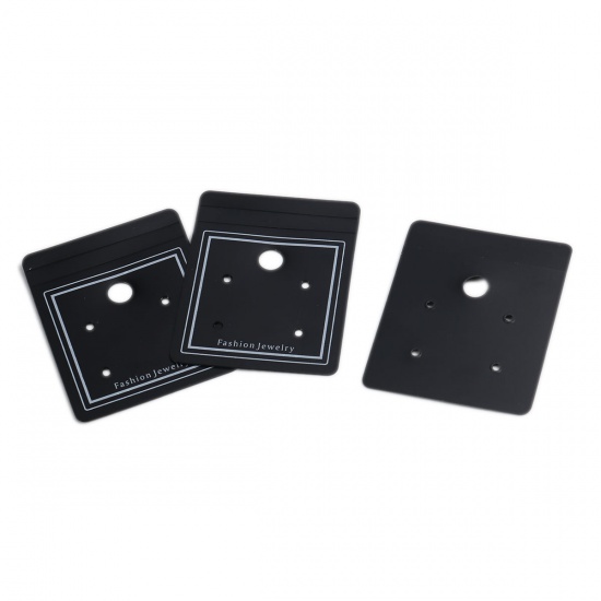 Picture of PVC Jewelry Earrings Display Hanging Card Black Rectangle 5.5cm x 4.5cm, 10 Sheets