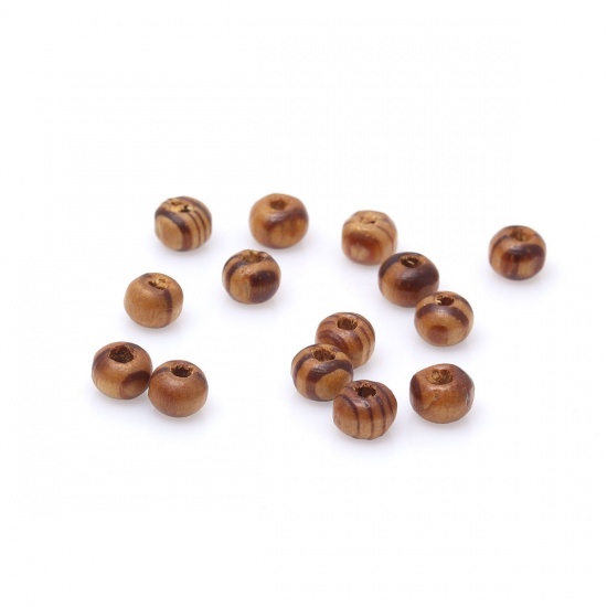 Picture of Wood Spacer Beads Round Coffee About 6mm Dia., Hole: Approx 2.3mm, 500 PCs