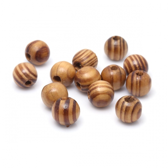 Picture of Wood Spacer Beads Round Coffee About 18mm Dia., Hole: Approx 5.5mm, 50 PCs