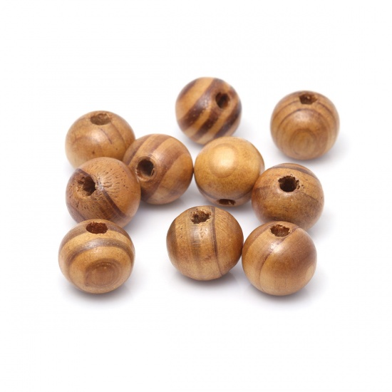Picture of Wood Spacer Beads Round Coffee About 19mm Dia., Hole: Approx 5.5mm, 50 PCs