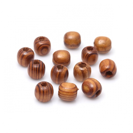 Picture of Wood Spacer Beads Oval Coffee About 13mm x 13mm, Hole: Approx 4.1mm, 100 PCs