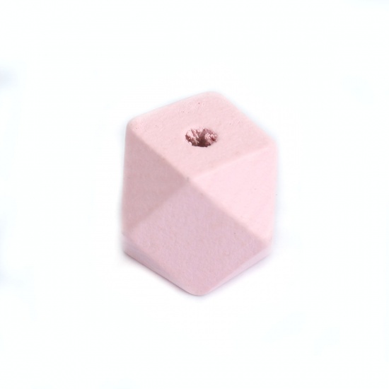 ウッド ビーズ 幾何学 薄ピンク ファセット 約 15mm x 15mm、 穴：約 3.5mm、 50 個 の画像