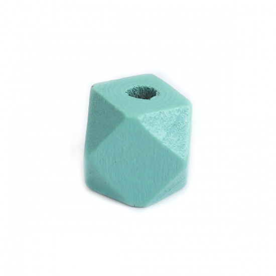 Immagine di Legno Separatori Perline Geometrica Menta Verde Sfaccettato 12mm x 12mm, Foro: Circa 3.2mm, 50 Pz