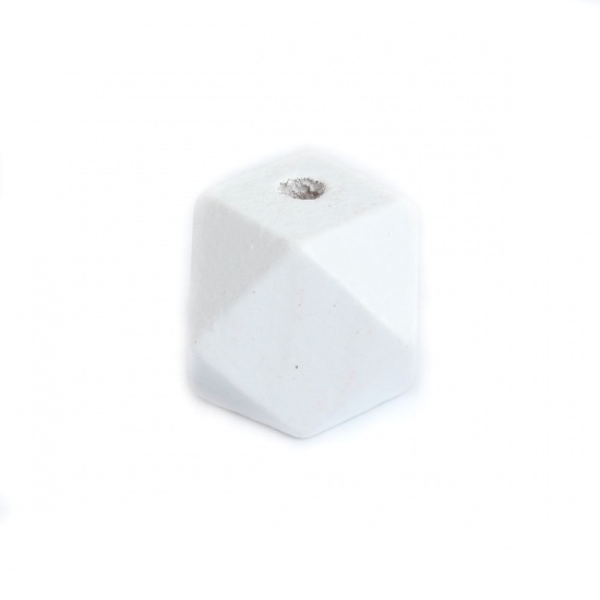 Picture of Wood Spacer Beads Geometric White Faceted About 20mm x 20mm, Hole: Approx 3.4mm, 20 PCs