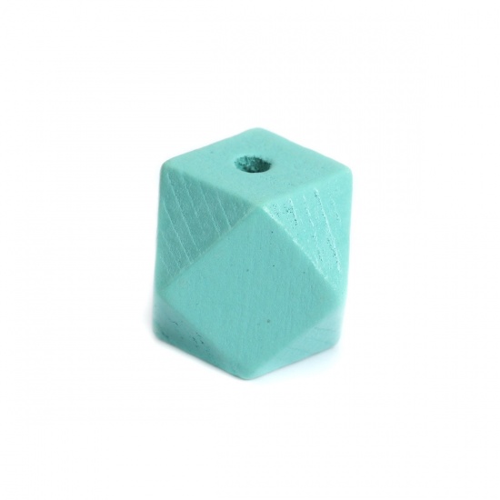 Picture of Wood Spacer Beads Geometric Mint Green Faceted About 20mm x 20mm, Hole: Approx 3.4mm, 20 PCs
