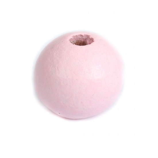 Picture of Wood Spacer Beads Round Light Pink About 10mm Dia., Hole: Approx 2.5mm, 500 PCs