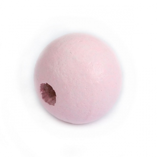 Picture of Wood Spacer Beads Round Light Pink About 10mm Dia., Hole: Approx 2.5mm, 500 PCs
