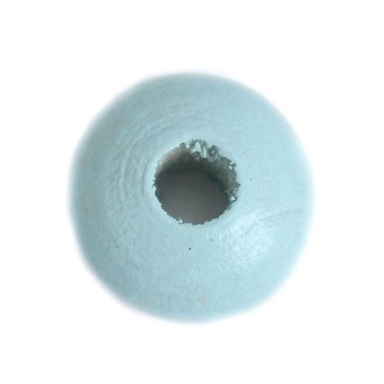 Picture of Wood Spacer Beads Flat Round Light Blue About 12mm Dia., Hole: Approx 3.3mm, 200 PCs