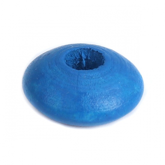 Picture of Wood Spacer Beads Flat Round Deep Blue About 12mm Dia., Hole: Approx 3.3mm, 200 PCs