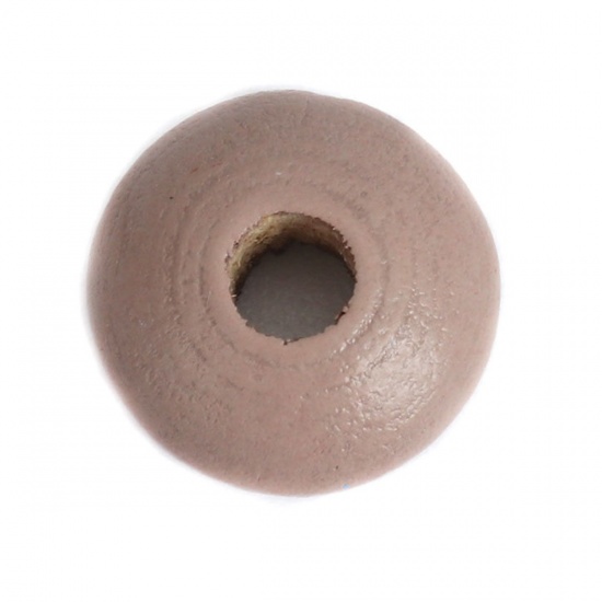 Picture of Wood Spacer Beads Flat Round Khaki About 12mm Dia., Hole: Approx 3.3mm, 200 PCs
