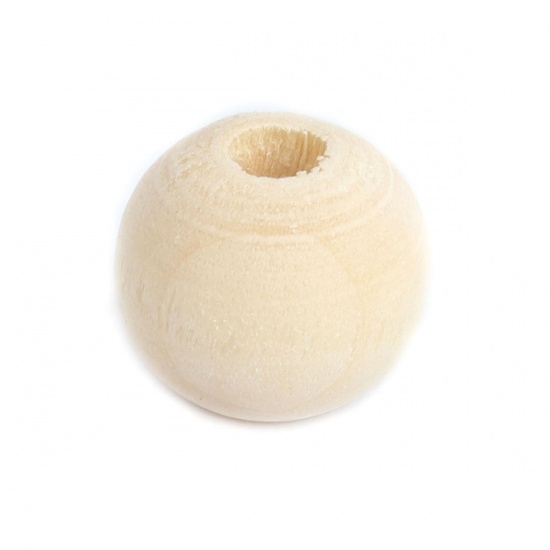 Picture of Hinoki Wood Spacer Beads Round Natural About 12mm Dia., Hole: Approx 3.7mm, 308 PCs