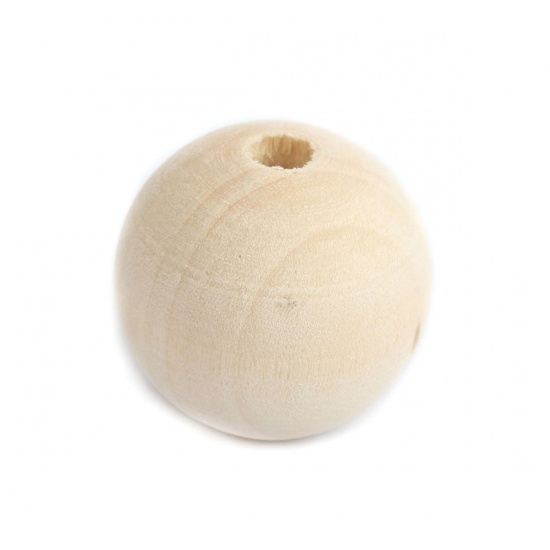 Picture of Hinoki Wood Spacer Beads Round Natural About 22mm - 21mm Dia., Hole: Approx 4.7mm, 48 PCs