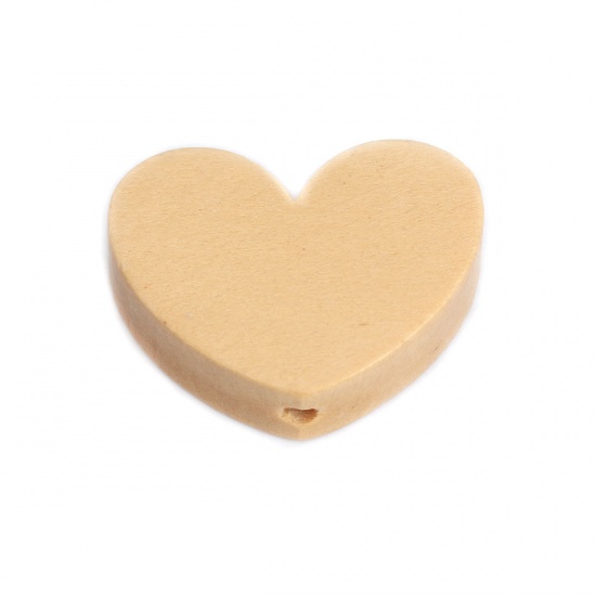 Picture of Wood Spacer Beads Heart Natural About 30mm x 23mm, Hole: Approx 2.9mm, 20 PCs
