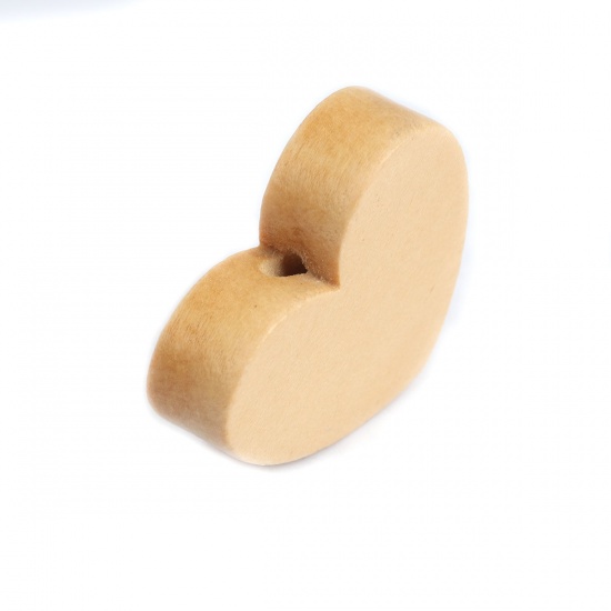 Picture of Wood Spacer Beads Heart Natural About 30mm x 23mm, Hole: Approx 2.9mm, 20 PCs