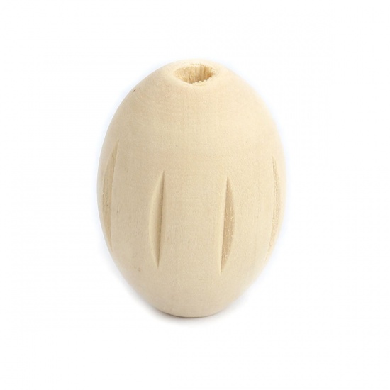 Picture of Wood Spacer Beads Oval Natural Stripe About 30mm x 22mm, Hole: Approx 3.6mm, 20 PCs