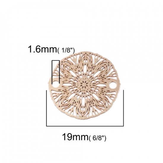 Picture of Brass Filigree Stamping Connectors Flower Silver Tone 19mm Dia., 10 PCs                                                                                                                                                                                       