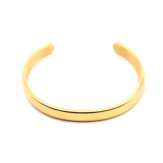 Picture of Stainless Steel Blank Stamping Tags Open Cuff Bangles Bracelets Gold Plated One-sided Polishing 15cm(5 7/8") long, 1 Piece