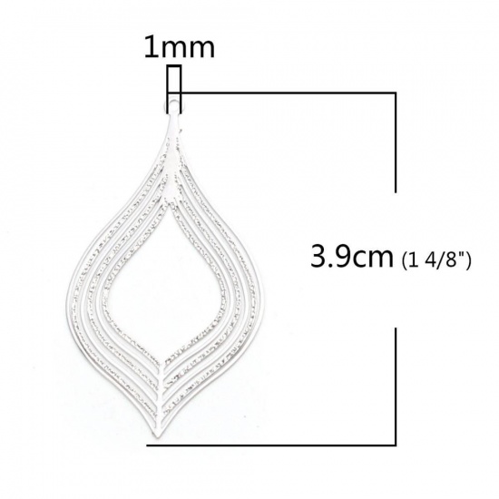 Imagen de Latón Colgantes Charms Chapado en Oro Flor de Loto Filigrana Estampación 25mm x 22mm, 20 Unidades