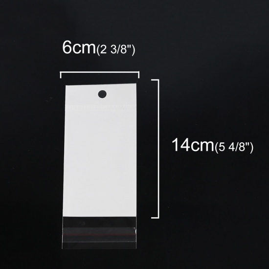 ABS 接着ポリ袋 長方形 白 透明 (使用可能なスペース： 9cm x 6cm) 14cm x 6cm、 100 個 の画像