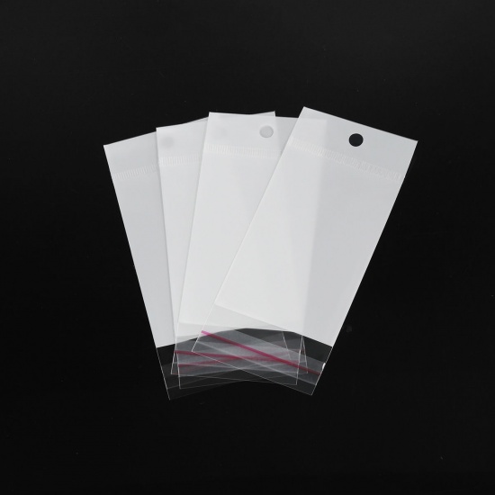 Picture of Plastic Self-Seal Bags Rectangle White Transparent (Usable Space: 9cm x 6cm) 14cm x 6cm, 100 PCs