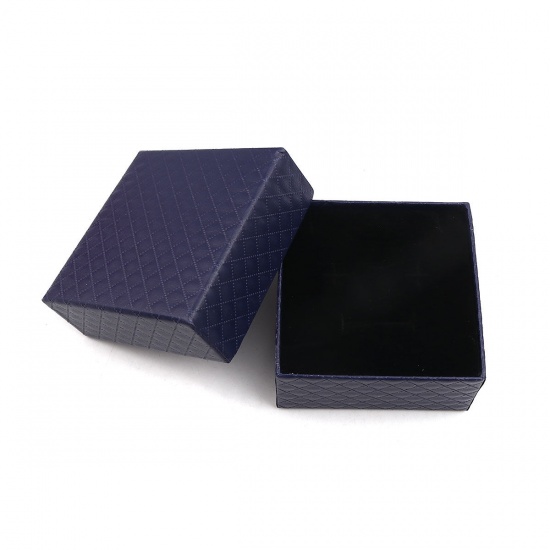 Изображение Бумага Коробочки для Украшений Квадратные Темно-синий 7.4см x 7.4см , 4 ШТ