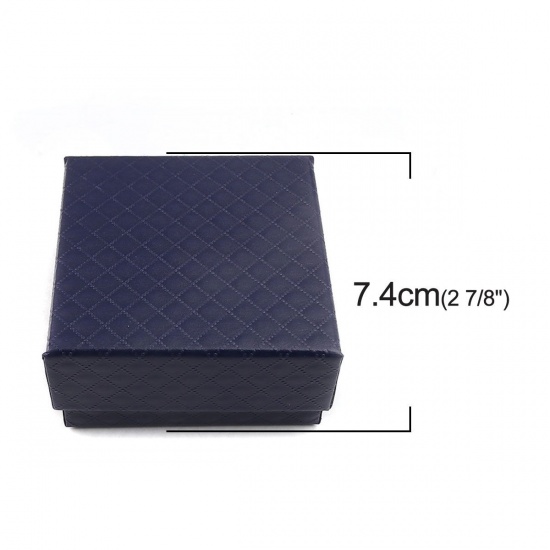 Picture of Paper Jewelry Gift Boxes Square Deep Blue 7.4cm x 7.4cm , 4 PCs