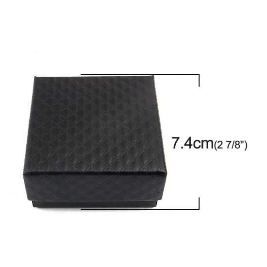 Picture of Paper Jewelry Gift Boxes Square Black 7.4cm x 7.4cm , 4 PCs