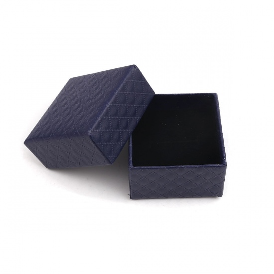 Picture of Paper Jewelry Gift Boxes Square Deep Blue 5.2cm x 5.2cm , 6 PCs