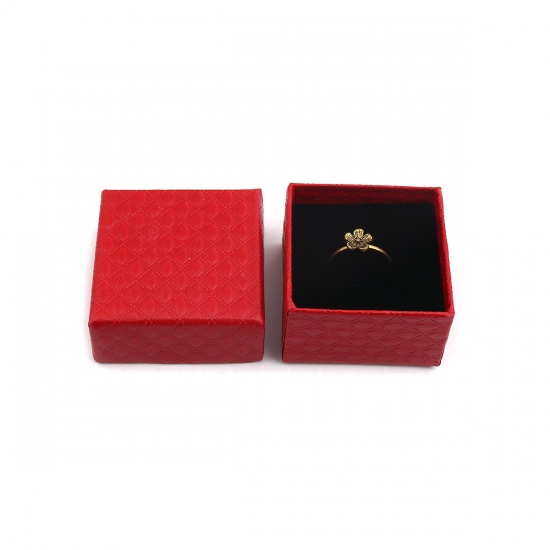 Picture of Paper Jewelry Gift Boxes Square Red 5.2cm x 5.2cm , 6 PCs