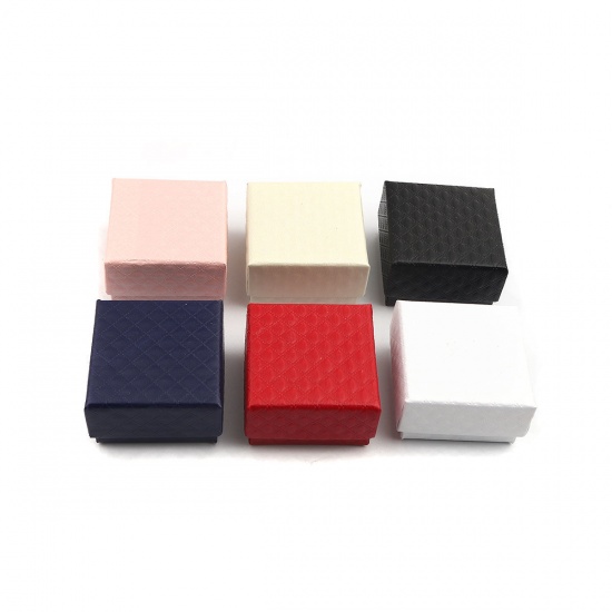 Picture of Paper Jewelry Gift Boxes Square Red 5.2cm x 5.2cm , 6 PCs