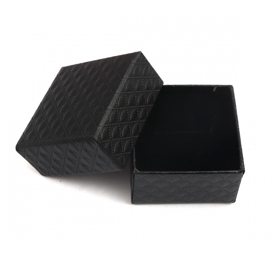 Picture of Paper Jewelry Gift Boxes Square Black 5.2cm x 5.2cm , 6 PCs