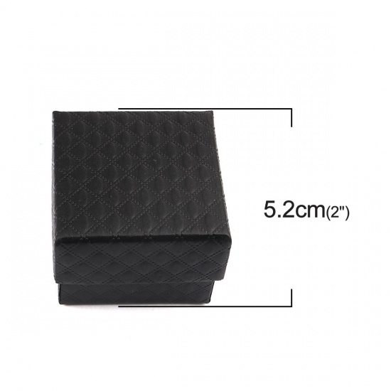 Picture of Paper Jewelry Gift Boxes Square Black 5.2cm x 5.2cm , 6 PCs