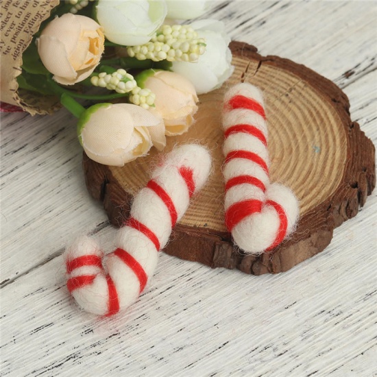 Immagine di Lana Fai Da Te Rosso Gruccia di Zucchero di Natale 5.2cm x 2.7cm, 2 Pz