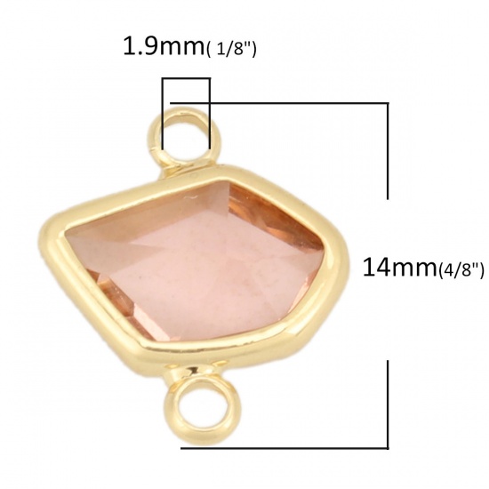Picture of Brass & Glass Connectors Gold Plated Light Orange Irregular Faceted 14mm x 12mm, 5 PCs                                                                                                                                                                        