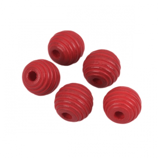Picture of Wood Spacer Beads Oval Dark Red Stripe About 18mm x 17mm, Hole: Approx 3.7mm, 25 PCs