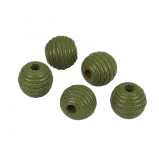 Picture of Wood Spacer Beads Oval Army Green Stripe About 18mm x 17mm, Hole: Approx 3.7mm, 25 PCs