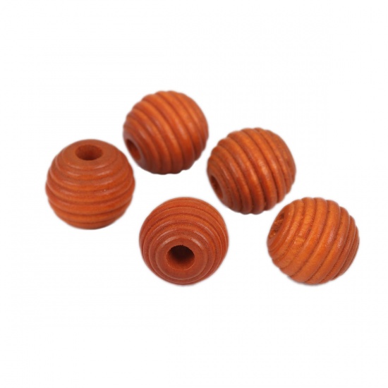 Picture of Wood Spacer Beads Oval Brown Yellow Stripe About 18mm x 17mm, Hole: Approx 3.7mm, 25 PCs