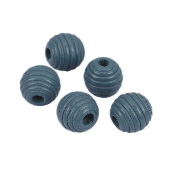 Picture of Wood Spacer Beads Oval Steel Gray Stripe About 18mm x 17mm, Hole: Approx 3.7mm, 25 PCs