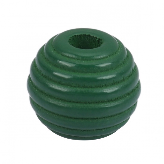 Immagine di Legno Separatori Perline Ovale Verde Scuro Striscia Disegno 18mm x 17mm, Foro: Circa 3.7mm, 25 Pz