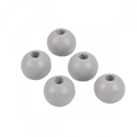 Natural Wood Spacer Beads Round French Gray About 16mm Dia., Hole: Approx 4.3mm, 50 PCs