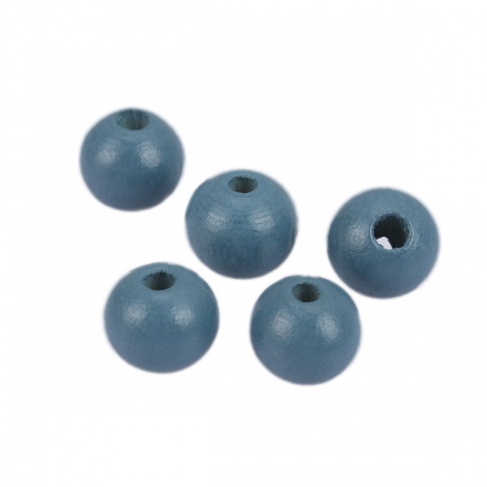 Picture of Wood Spacer Beads Round Steel Gray About 16mm Dia., Hole: Approx 4.3mm, 50 PCs